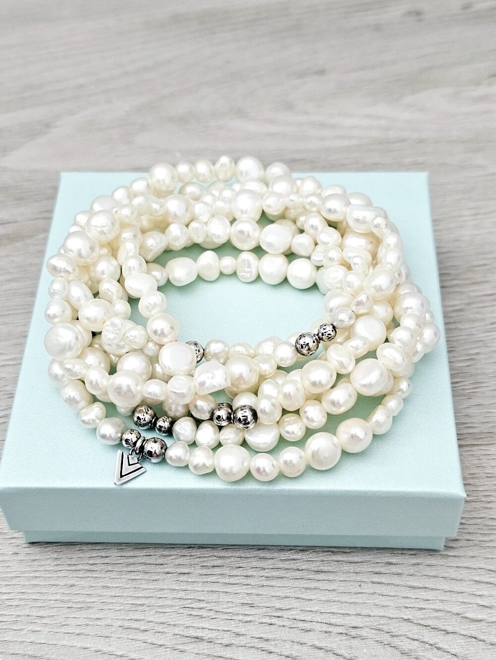 Silpada 'Goddess' Freshwater Pearl Sterling Silver Stretch Bracelets 72g  B1601
